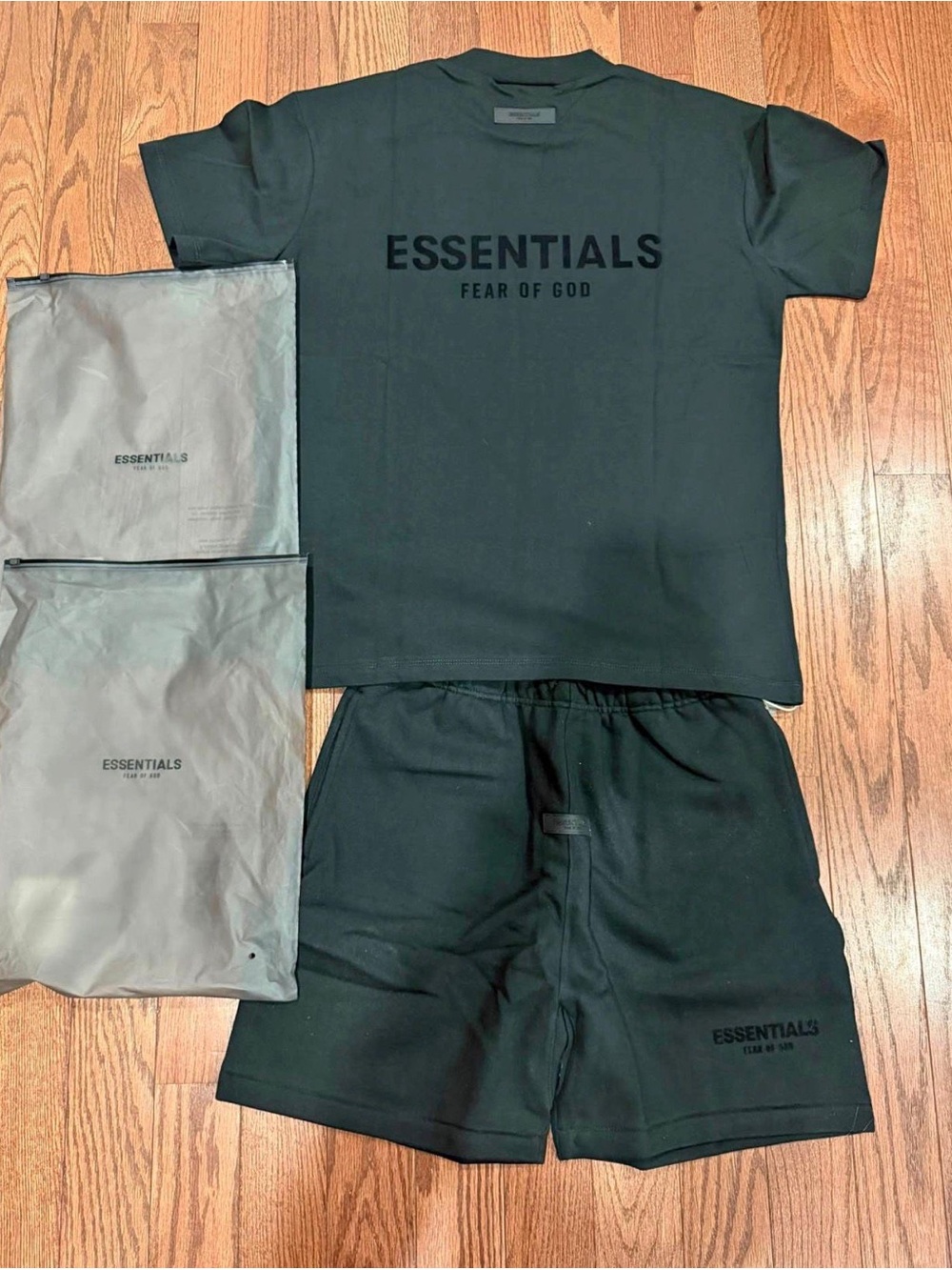 Essentials Fear of God Men's Black Shorts and shirt set
